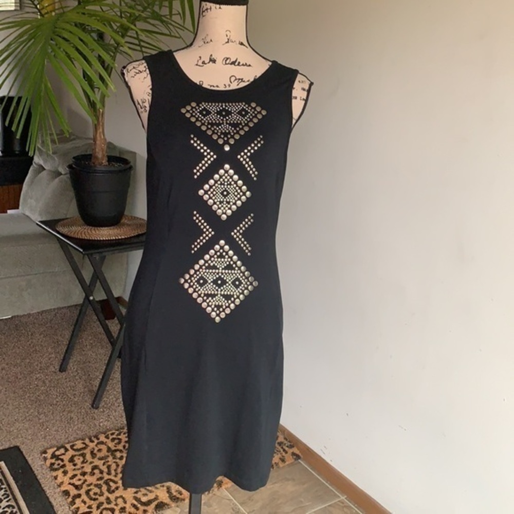 Forenza Aztec Design Sleeveless Black Dress Size Small